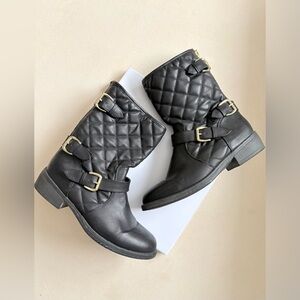Steve Madden Black Quilted Moto Boots – Fleece Lined – Size 38 (US 7.5–8)
